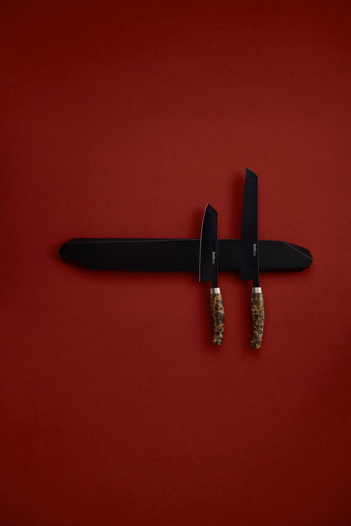  Schwarze asymmetrische magnetische Messerleiste 60 cm lang