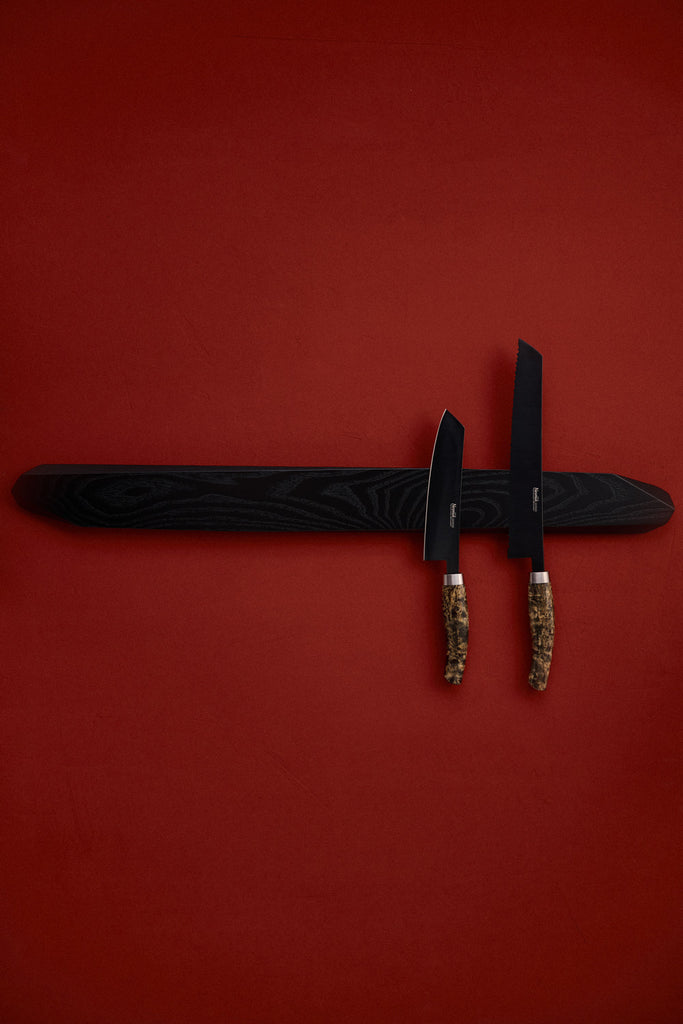 Schwarze asymmetrische magnetische Messerleiste 80 cm lang