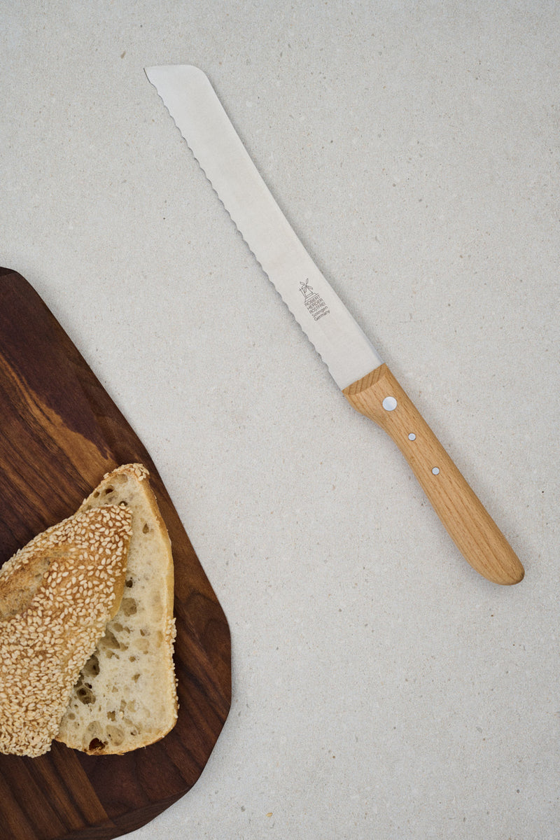 Windmühlenmesser Brotmesser kurz mit Rotbuchenholzgriff